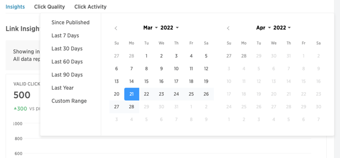 Tracking - Calendar Option